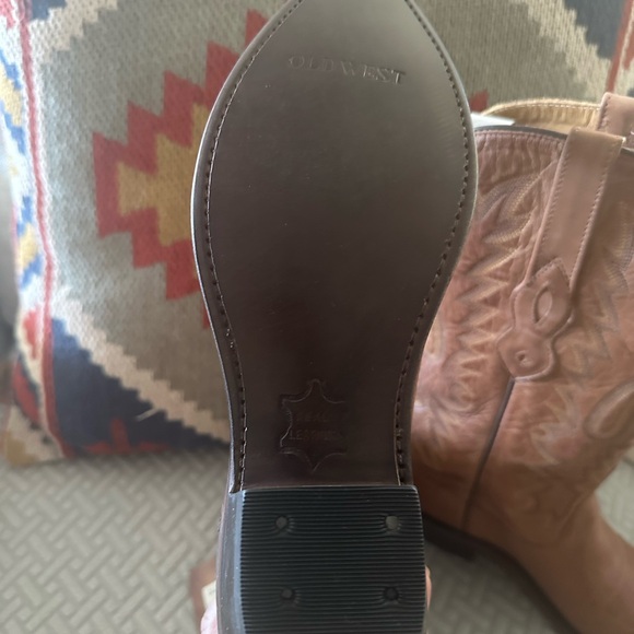 Old West Tan Canyon Womens All Leather 12in Snip Toe Cowboy Western Boots - Picture 5 of 6